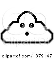 Poster, Art Print Of Black And White Surprised Cloud Character In 8 Bit Style