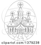 Poster, Art Print Of Black And White Church On An Easter Egg