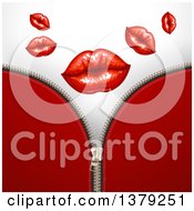 Poster, Art Print Of Female Lips Over A Zipper