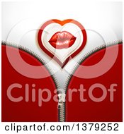 Poster, Art Print Of Heart With Female Lips Over A Zipper