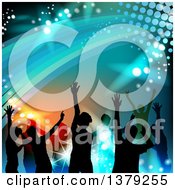 Poster, Art Print Of Background Of Silhouetted Dancers With Swooshes And Lights