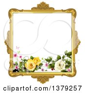 Vintage Ornate Gold Picture Frame With Roses And Butterflies