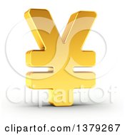 Clipart Of A 3d Golden Yen Currency Symbol On A Shaded White Background Royalty Free Illustration