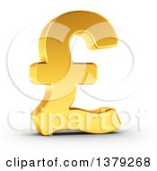 3d Golden Pound Currency Symbol On A Shaded White Background