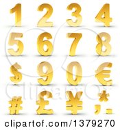 Poster, Art Print Of 3d Golden Dollar Currency Symbol On A Shaded White Background
