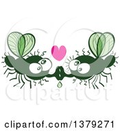 Poster, Art Print Of Kissing Valentine House Fly Couple In Love