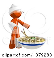 Clipart Of An Injured Orange Man With A Bowl Of Noodles Royalty Free Illustration