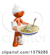 Poster, Art Print Of Injured Orange Man With A Bowl Of Noodles