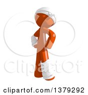 Injured Orange Man Standing With Hands On His Hips