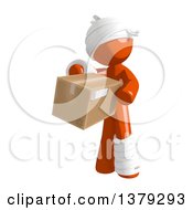 Poster, Art Print Of Injured Orange Man Holding A Box