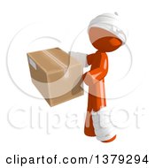 Clipart Of An Injured Orange Man Holding A Box Royalty Free Illustration by Leo Blanchette