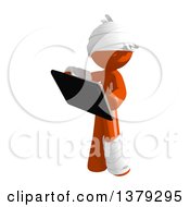 Poster, Art Print Of Injured Orange Man Holding A Tablet Computer