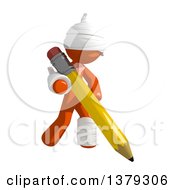 Poster, Art Print Of Injured Orange Man Holding A Pencil