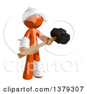 Poster, Art Print Of Injured Orange Man Holding A Sledgehammer