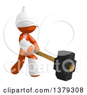 Poster, Art Print Of Injured Orange Man Swinging A Sledgehammer