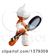 Clipart Of An Injured Orange Man Searching With A Magnifying Glass Royalty Free Illustration