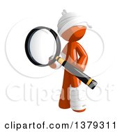 Poster, Art Print Of Injured Orange Man Searching With A Magnifying Glass