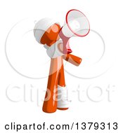 Clipart Of An Injured Orange Man Using A Megaphone Royalty Free Illustration by Leo Blanchette