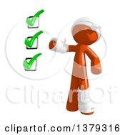 Clipart Of An Injured Orange Man With A Check List Royalty Free Illustration