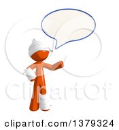 Clipart Of An Injured Orange Man Talking Royalty Free Illustration