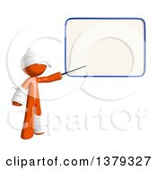 Injured Orange Man Presenting A White Board