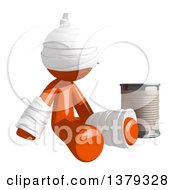 Clipart Of An Injured Orange Man Begging With A Can Royalty Free Illustration by Leo Blanchette