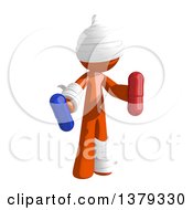 Injured Orange Man Holding Pills
