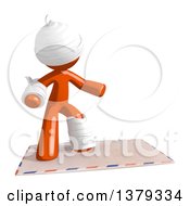 Poster, Art Print Of Injured Orange Man Surfing On An Envelope