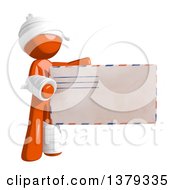 Injured Orange Man Holding An Envelope
