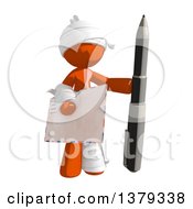 Injured Orange Man Holding An Envelope And Pen