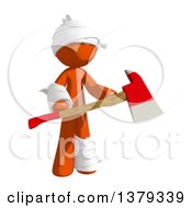 Clipart Of An Injured Orange Man Holding An Axe Royalty Free Illustration