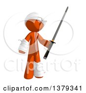 Poster, Art Print Of Injured Orange Man Holding A Katana Sword