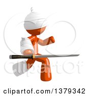 Clipart Of An Injured Orange Man Holding A Katana Sword Royalty Free Illustration