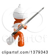 Injured Orange Man Holding A Katana Sword