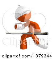 Clipart Of An Injured Orange Man Holding A Katana Sword Royalty Free Illustration by Leo Blanchette