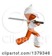 Clipart Of An Injured Orange Man Holding A Katana Sword Royalty Free Illustration by Leo Blanchette