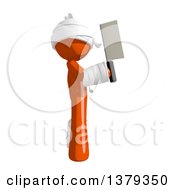 Clipart Of An Injured Orange Man Holding A Cleaver Knife Royalty Free Illustration