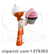 Clipart Of An Injured Orange Man With A Cupcake Royalty Free Illustration