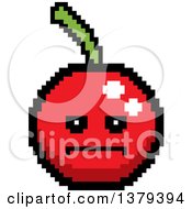 Clipart Of A Serious Cherry Character In 8 Bit Style Royalty Free Vector Illustration