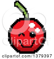 Clipart Of A Winking Cherry Character In 8 Bit Style Royalty Free Vector Illustration