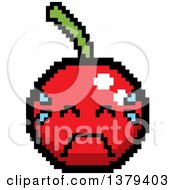 Clipart Of A Crying Cherry Character In 8 Bit Style Royalty Free Vector Illustration