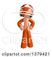 Clipart Of An Orange Man Football Player Standing With Hands On His Hips Royalty Free Illustration