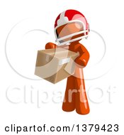 Poster, Art Print Of Orange Man Football Player Holding A Box