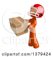 Poster, Art Print Of Orange Man Football Player Holding A Box