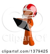 Poster, Art Print Of Orange Man Football Player Holding A Tablet Computer
