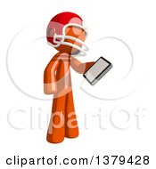 Poster, Art Print Of Orange Man Football Player Holding A Smart Phone