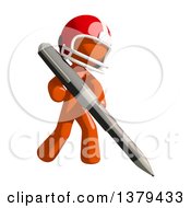 Poster, Art Print Of Orange Man Football Player Holding A Pen