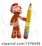 Poster, Art Print Of Orange Man Football Player Holding A Pencil