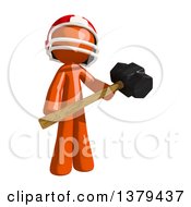 Poster, Art Print Of Orange Man Football Player Swinging A Sledgehammer