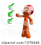 Clipart Of An Orange Man Football Player With A Check List Royalty Free Illustration